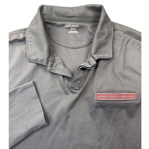 UNTUCKit Gray Polo with Red Striped Pocket